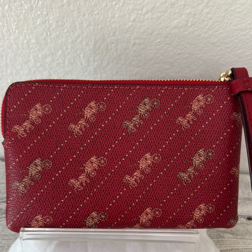 Coach Red Wristlet Horse and Carriage Dot Print - Picture 3 of 13